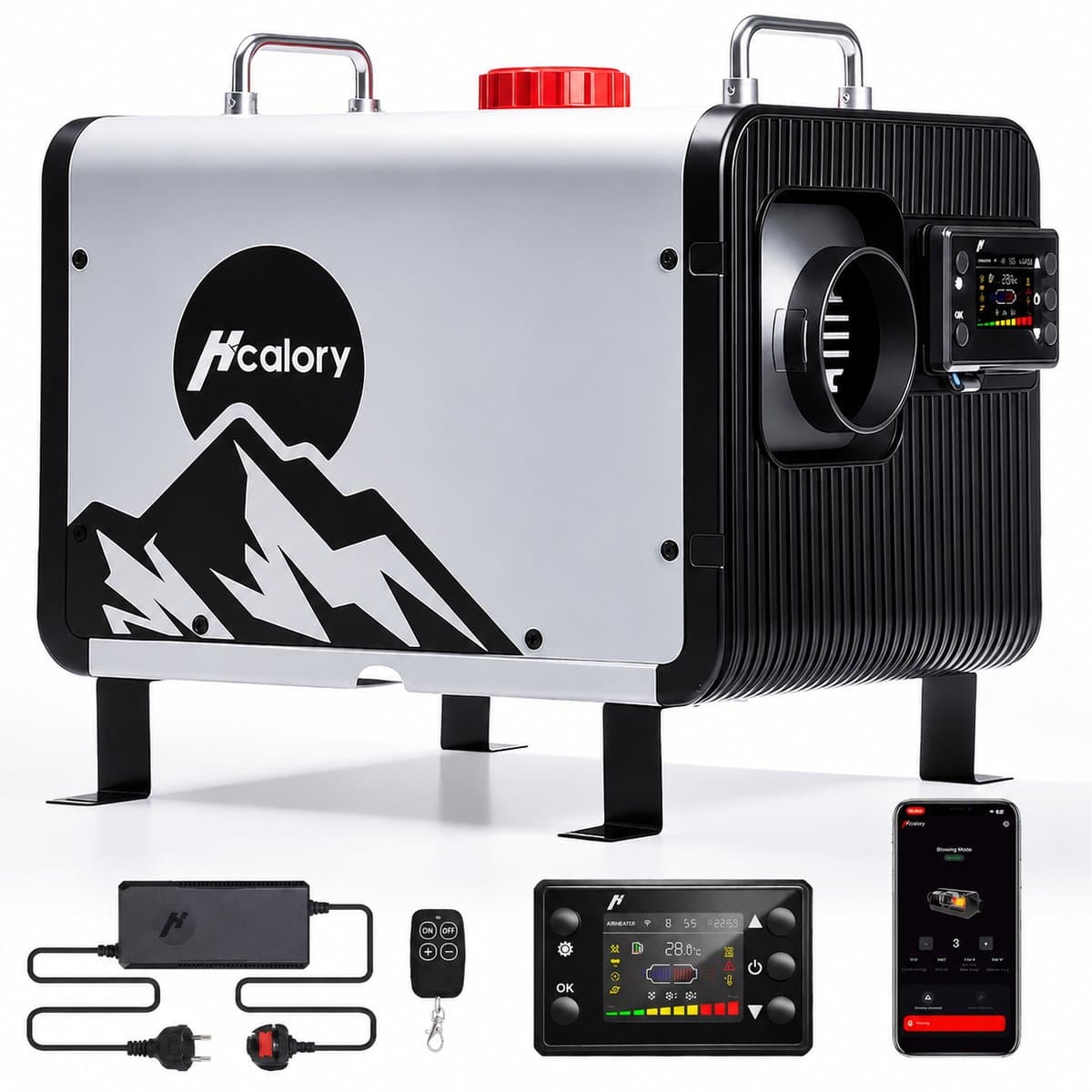 Diesel Standkachel 8 kW 12V/24V & 220-240V – Horizontale Diesel Luchtverwarmer met App, Afstandsbediening en LCD Display voor Camper, Caravan en Truck