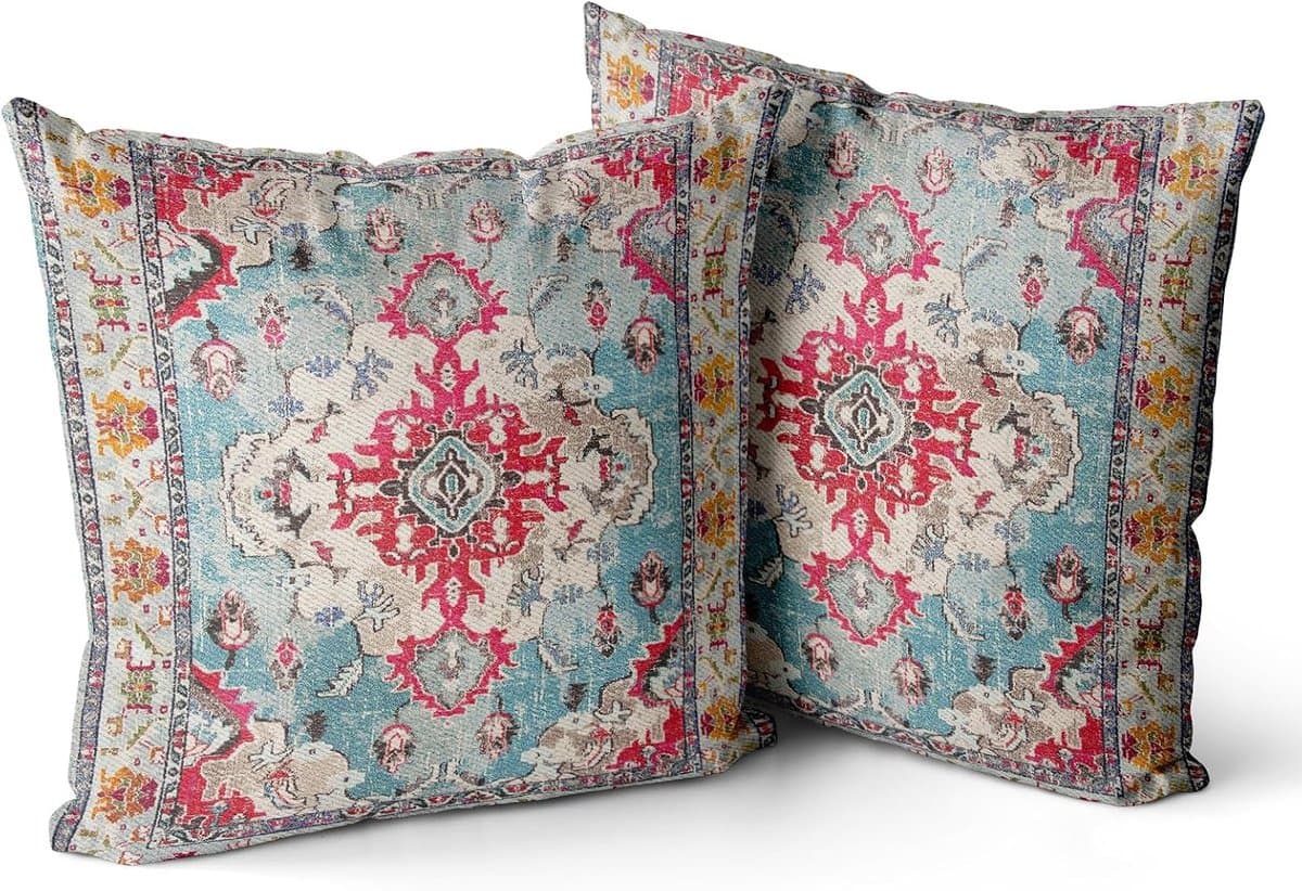 Kussensloop, 40 x 40 cm, boho, etnisch, kussensloop, 2 stuks, modern, mandala, bloemenpatroon, bohemien, decoratief, voor slaapkamer, baksteenkleur