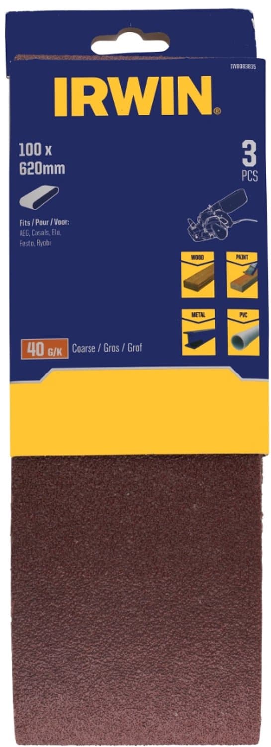 Irwin schuurband 100 x 620 mm K40, 3 stuks