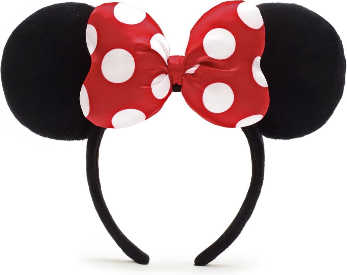 KIMU® Haarband Mouse Rode Grote Strik Polkadots - Minnie Diadeem Muis Ronde Oren - Minny Zwarte Oortjes Muizenhaarband Pak Kostuum Festival