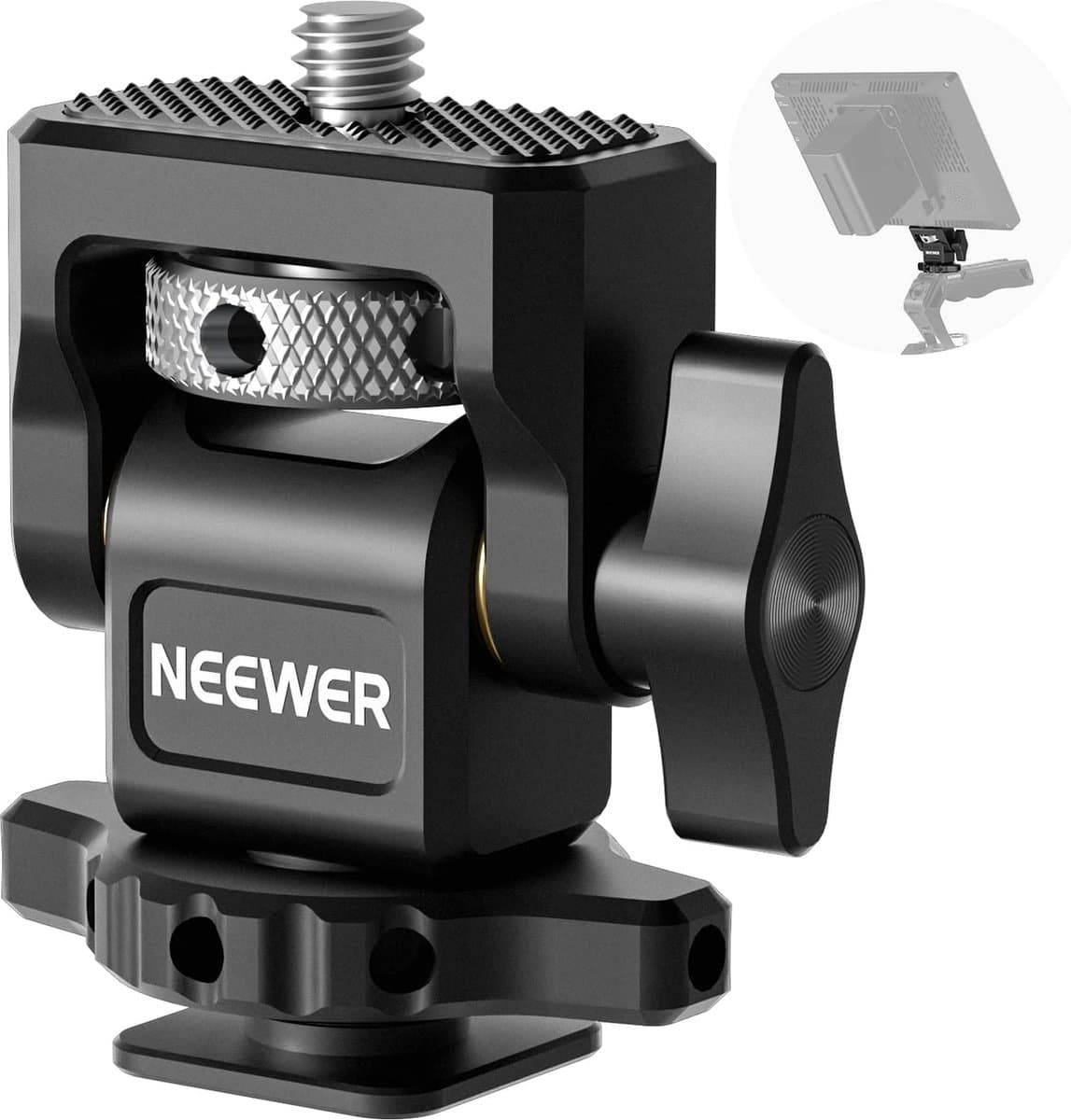 Neewer® - Veldmonitor Bevestiging met Cold Shoe Mount, 1/4" Schroef voor 5" & 7" Monitor - Compatibel met Atomos Ninja V, 360° Draaibaar, 180° Kantel Demping Verstelbaar - Compatibel met SmallRig