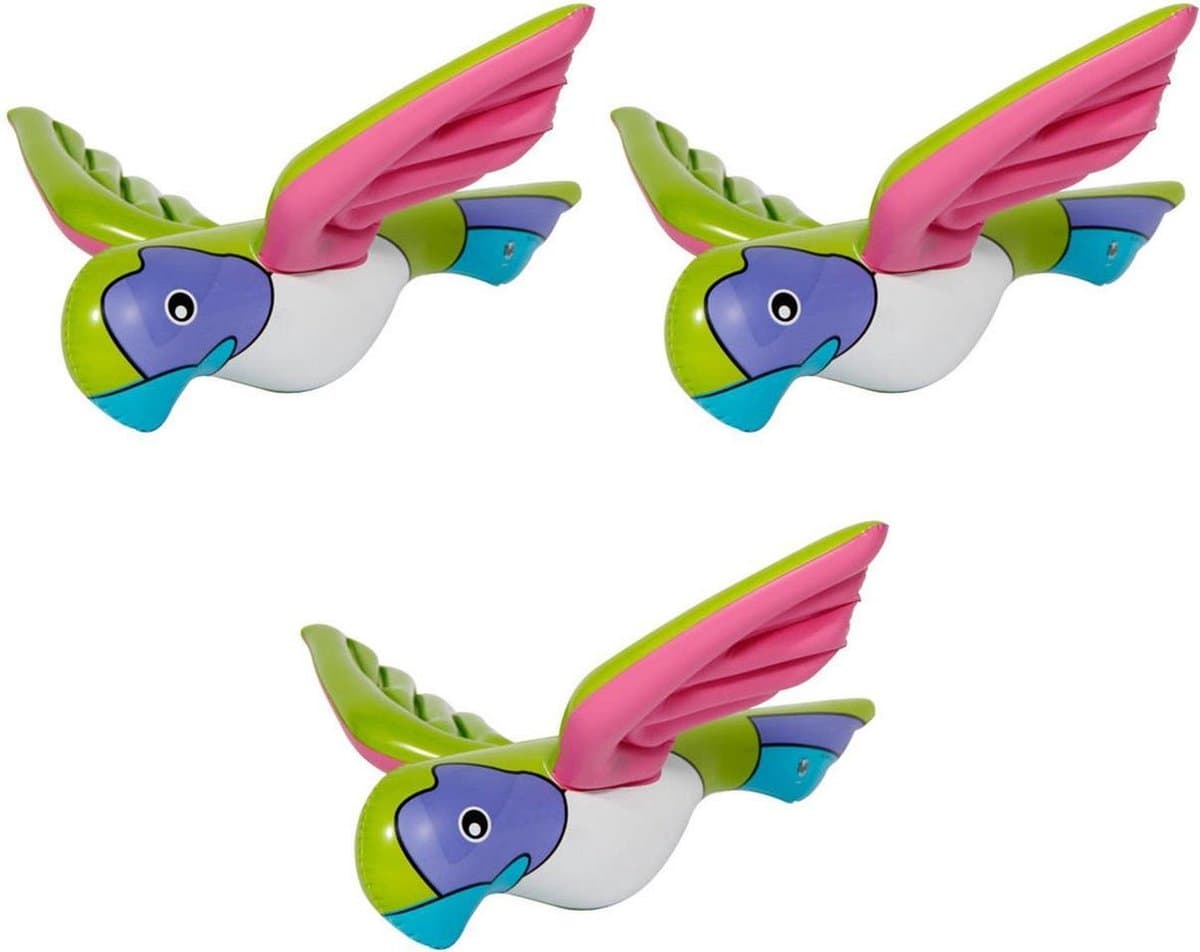 Opblaasbare papegaai - 5x stuks - 23 cm - Tropische Hawaii decoraties - versieringen - vogels - dieren