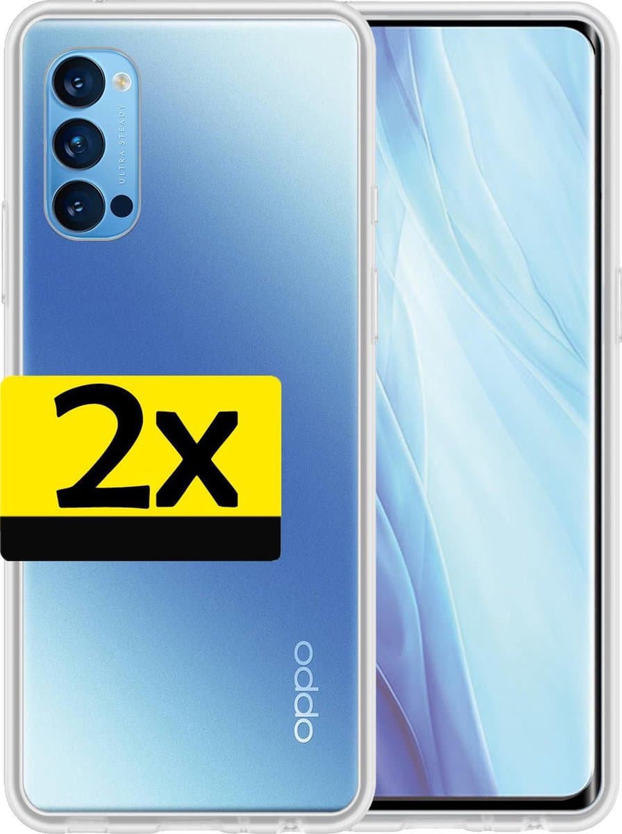 Hoesje - 2 Stuks - Geschikt voor OPPO Reno 4 Pro 5G - Sterk & Shockproof - Case Siliconen - Back Cover - Telefoon Hoes - Telefoonhoesjes - Transparant