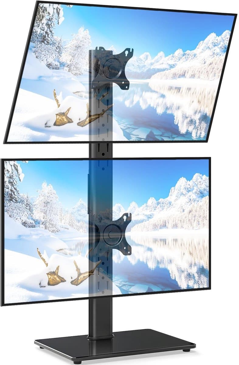 Dual Monitor Stand voor 13-38 inch Schermen - Verstelbare VESA Monitorbeugel met Rotatie en Zwenkarm