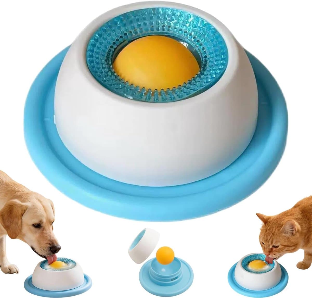 Vloeibare Snackkom - Kattenbak - Hondenbak - Langzame Voerbak - Likbal voor Honden en Katten - Likmat Alternatief - Verrijkingsspeelgoed - Anti-Stress - BPA-vrij - Voor Puppy’s en Katten - Blauw