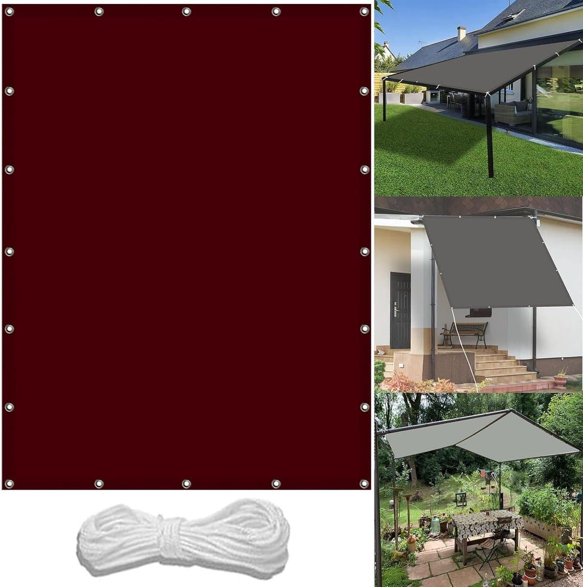 Zeil Scherm - Privacyscherm Tuin - Buitenruimte Schaduw - Waterbestendig Polyester - 2x2m - Rode Wijn