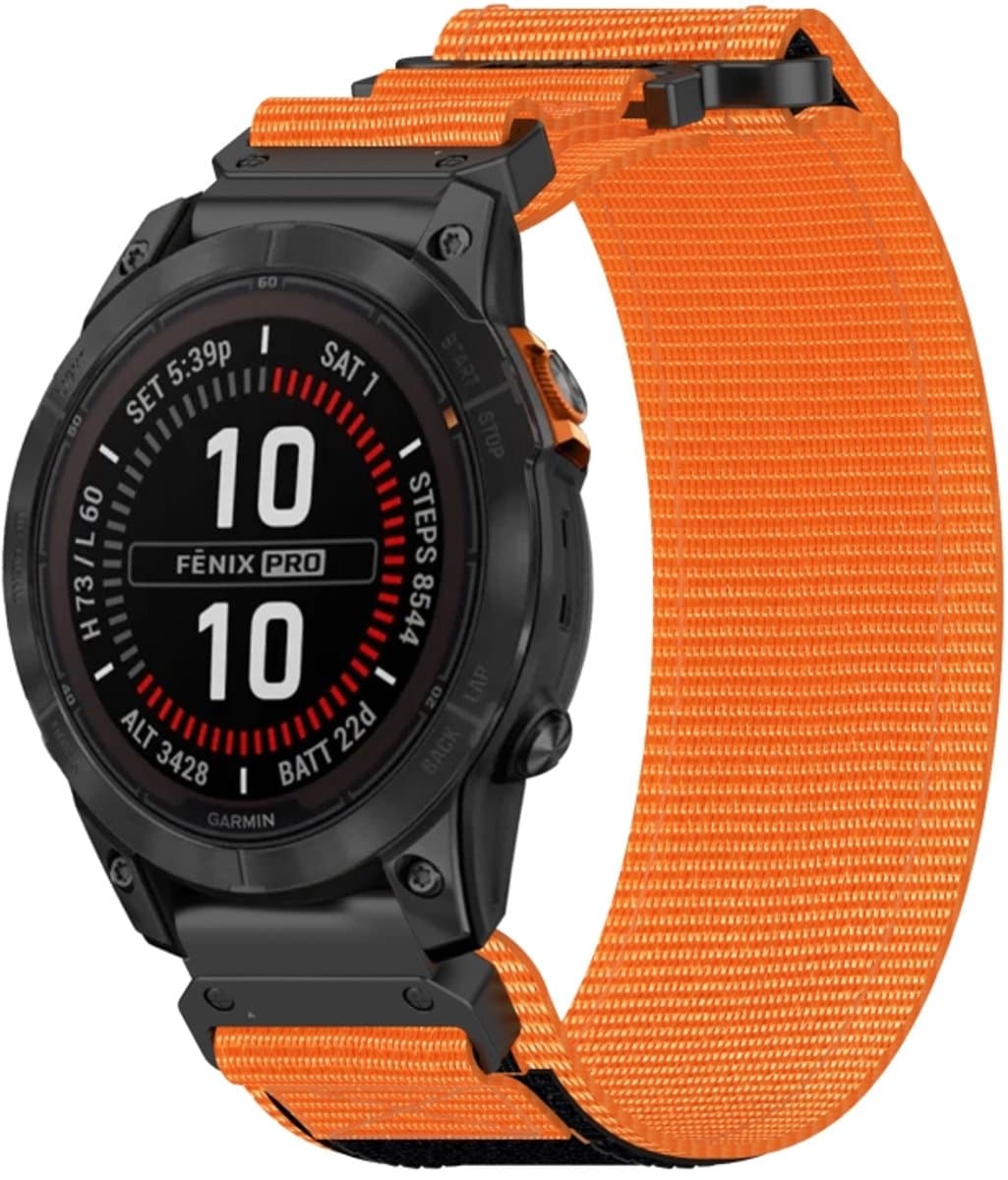 Voor Garmin Fenix 7S 20 mm nylon klittenbandsluiting horlogeband (oranje)