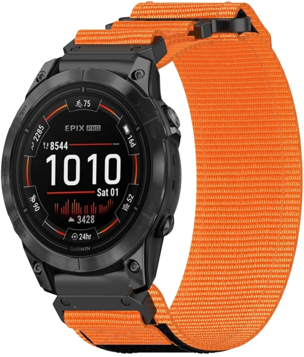 Voor Garmin Epix Pro 42 mm 20 mm nylon klittenbandsluiting horlogeband (oranje)