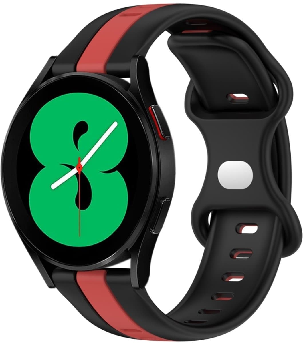 Voor Samsung Galaxy Watch4 44 mm 20 mm vlindergesp tweekleurige siliconen horlogeband (zwart + rood)