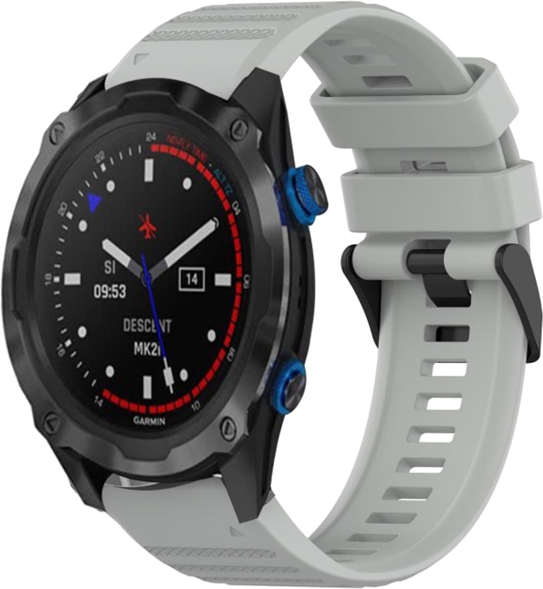 Voor Garmin Descent MK 2i 26mm Horizontale Textuur Siliconen Horlogeband met Removal Tool (Grijs)
