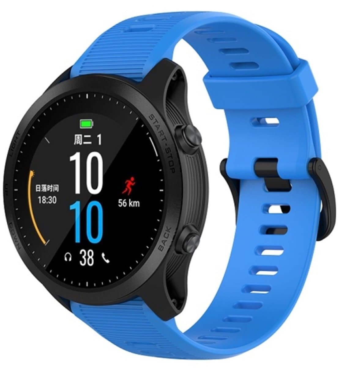 Voor Garmin Forerunner945/fenix5 Plus/Aanpak S60 Monochrome siliconen horlogeband (blauw)