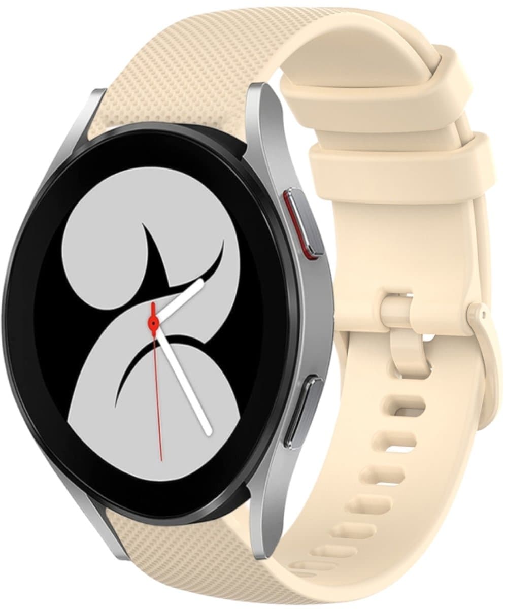Voor Samsung Galaxy Watch4 40 mm 20 mm geruite siliconen horlogeband in effen kleur (beige)