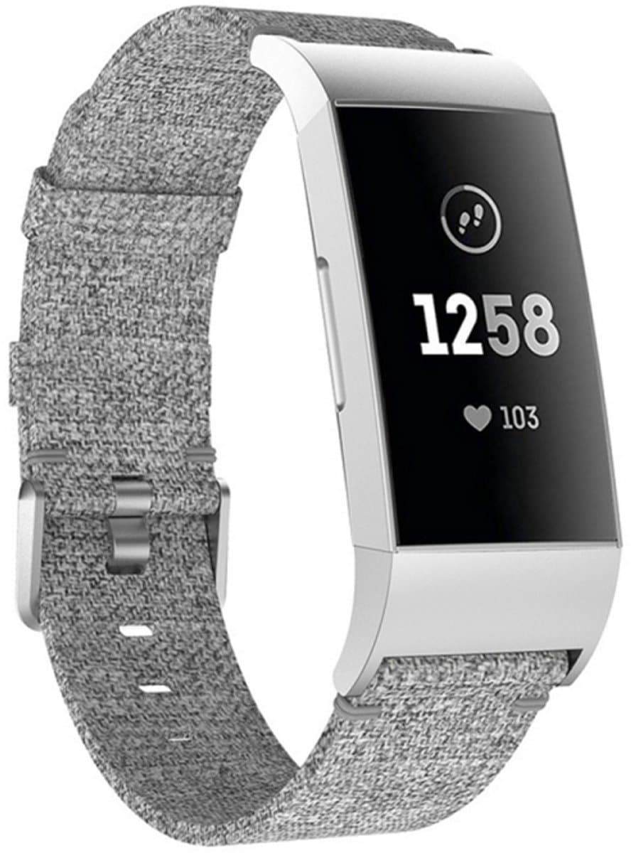 Geweven vanvas nylon polsband horlogeband voor Fitbit Charge 3 (grijs)