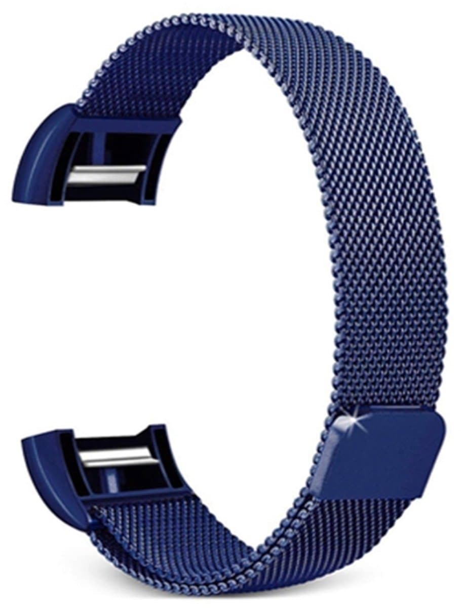 Smart Watch roestvrijstalen polsband Horlogeband voor FITBIT Charge 2, maat: S (blauw)
