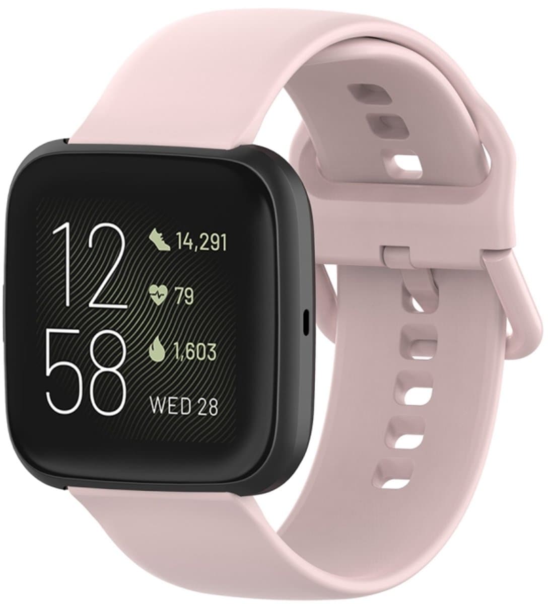 22mm kleur gesp siliconen polsband horlogeband voor Fitbit Versa 2 / Versa / Versa Lite / Blaze (roze)