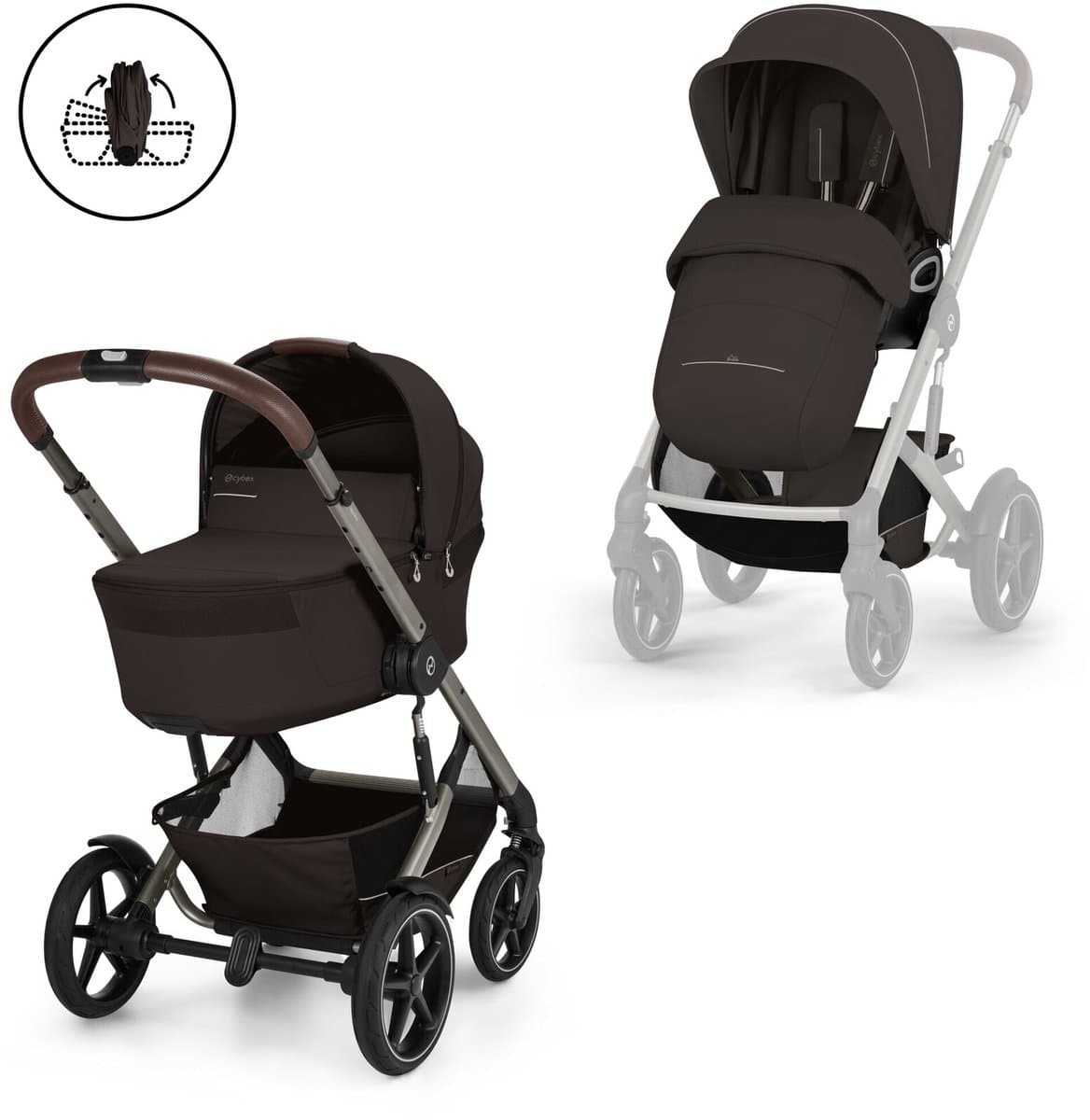 Cybex Talos S Lux - kinderwagen - 2-in-1 - Chocolate Brown - met opvouwbare wieg - 2026