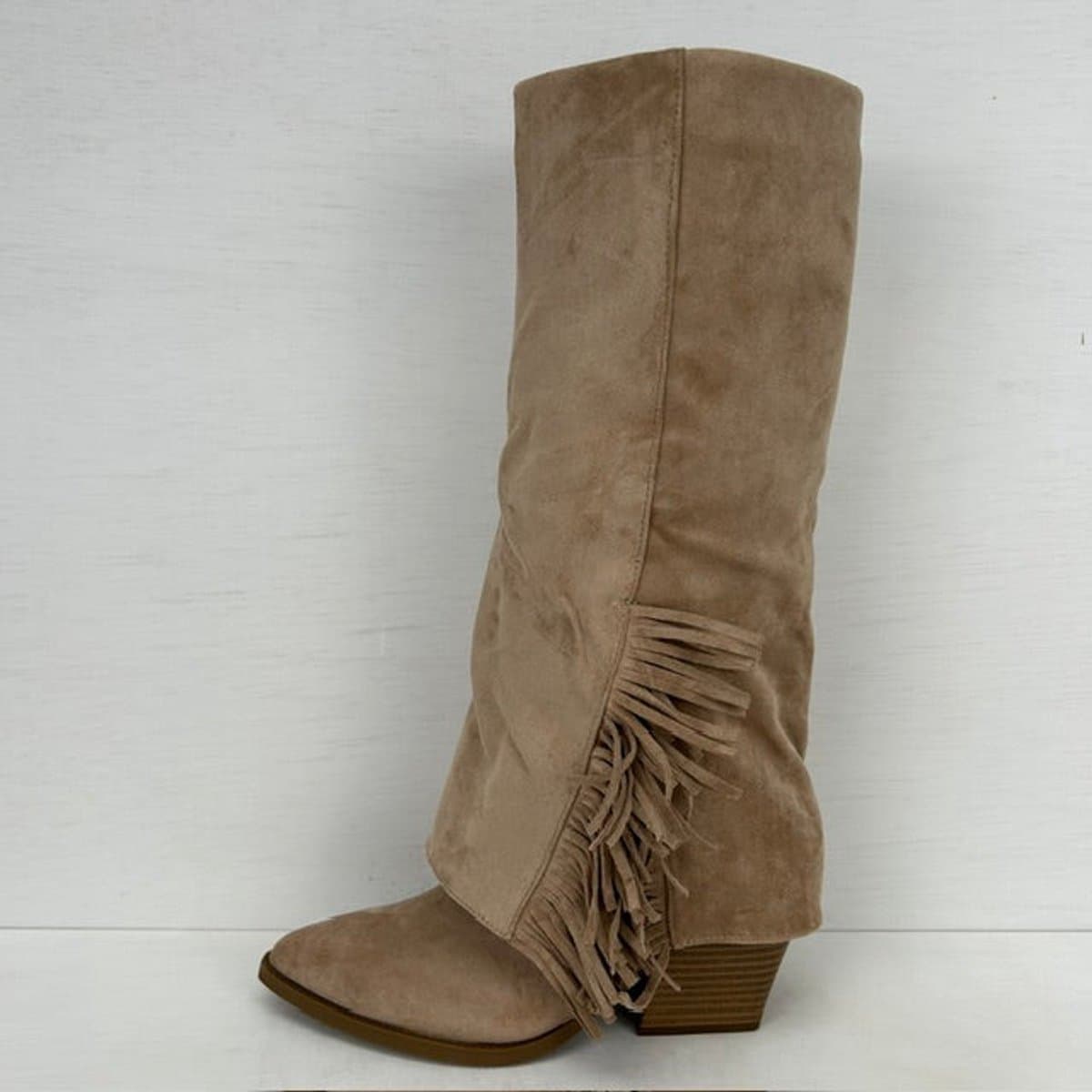 Trendy cowboylaarzen met flap en franjes khaki Khaki / 36