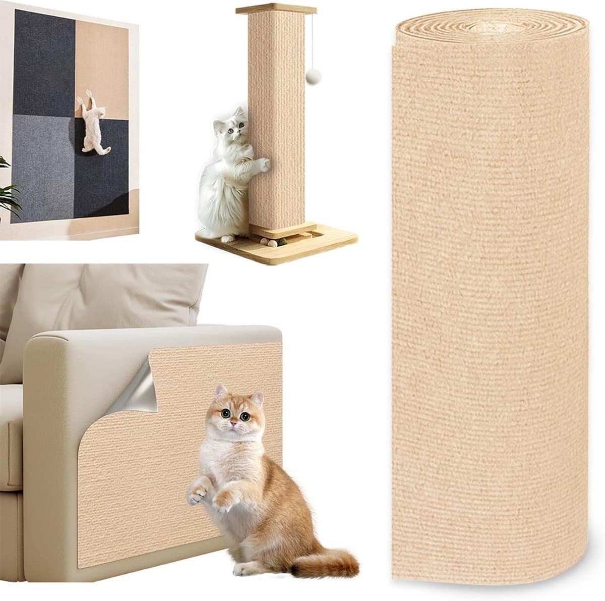 Katten krabmat - Meubelbeschermer - Meubels beschermen - Zelfklevend en bijsnijdbaar - 30x150cm - Kaki