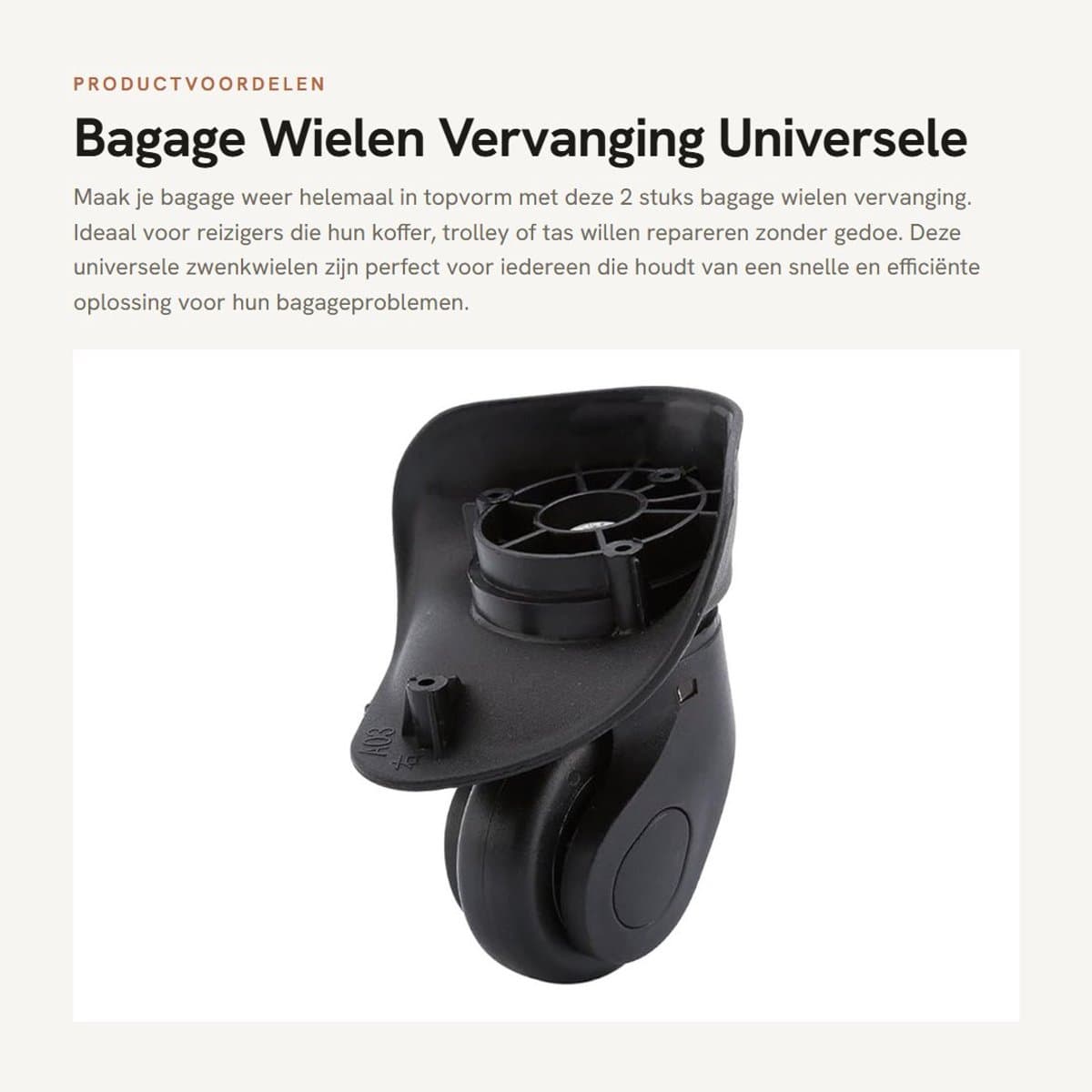 Dailygoods- Bagagewielen Vervangset - Universele Zwenkwielen - Kofferwielen - Trolleywielen - PVC Materiaal - Eenvoudig te Installeren