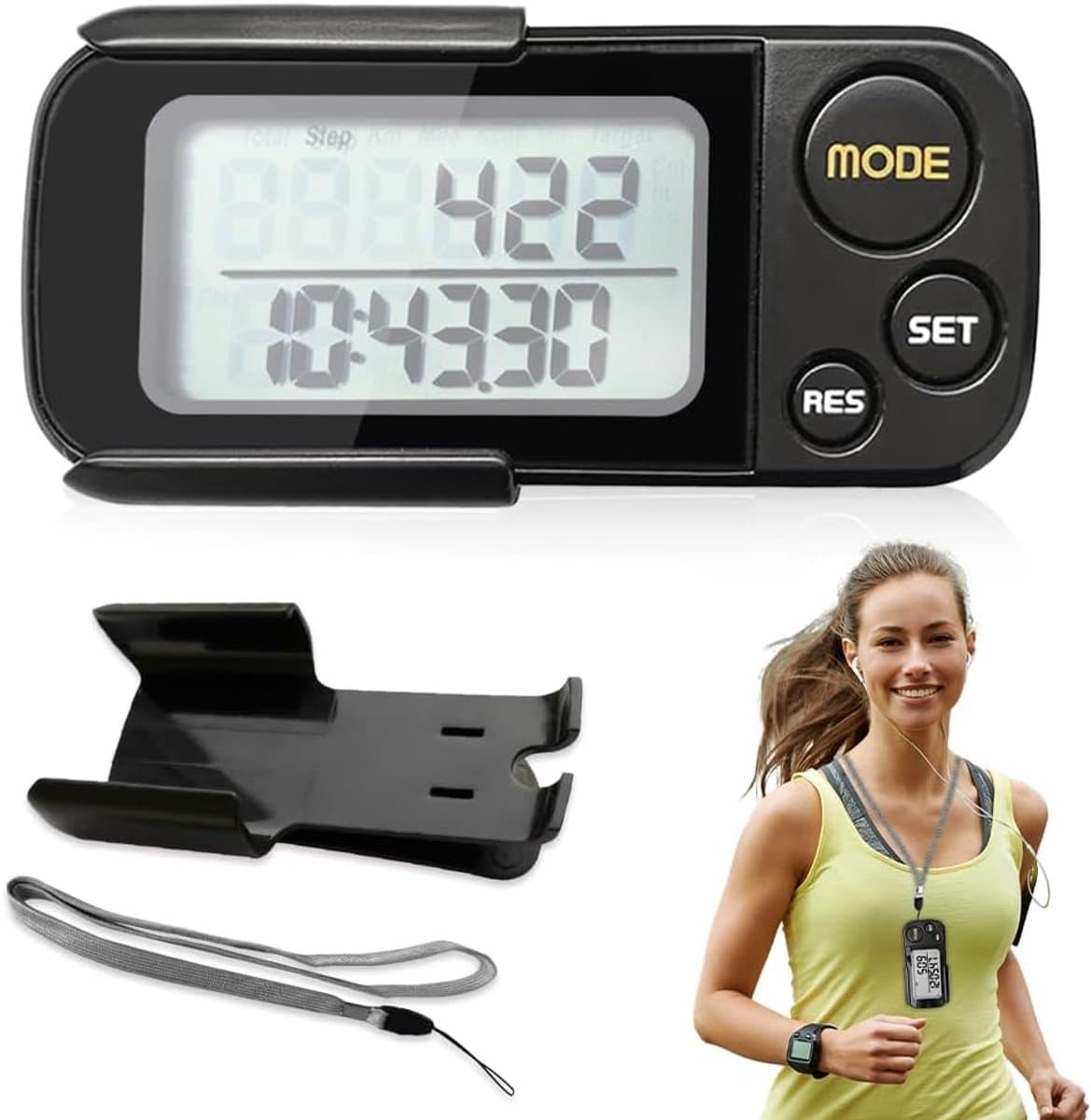 Digitale Stappenteller - Fitness Tracker - Activiteit Meten - 3D Sensor Technologie - 30 Dagen Geheugen - Zwart
