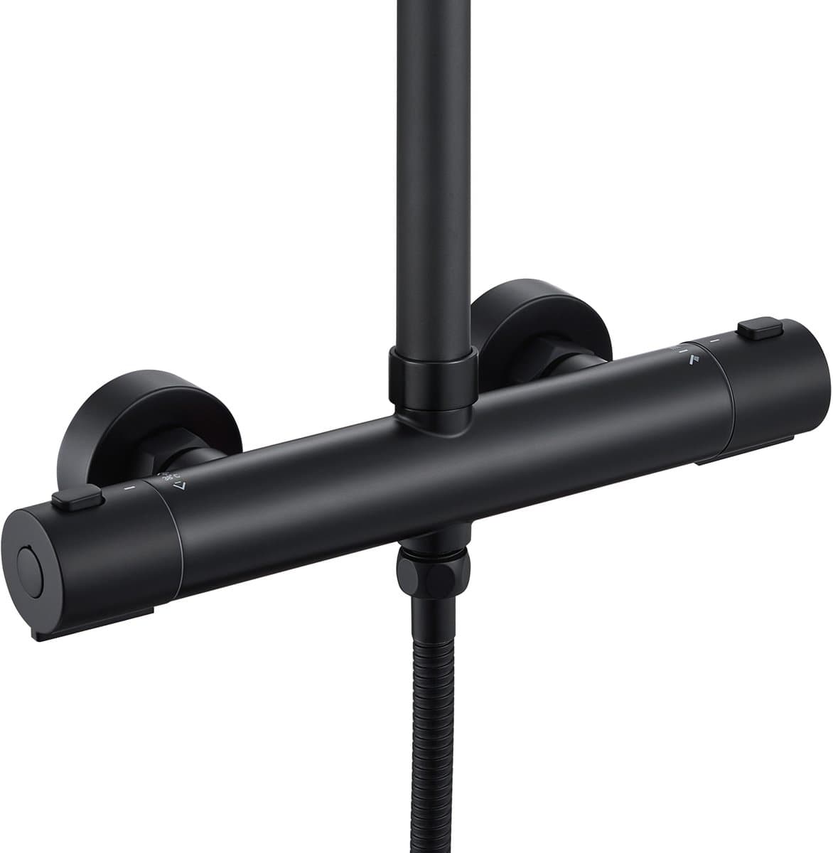 Auralum Max Thermostatische Douchekraan - Douchemengkraan met 2 Uitgangen - 150 mm hartafstand - met 38°C Veiligheidsknop - Waterbesparend - Zwart Mat