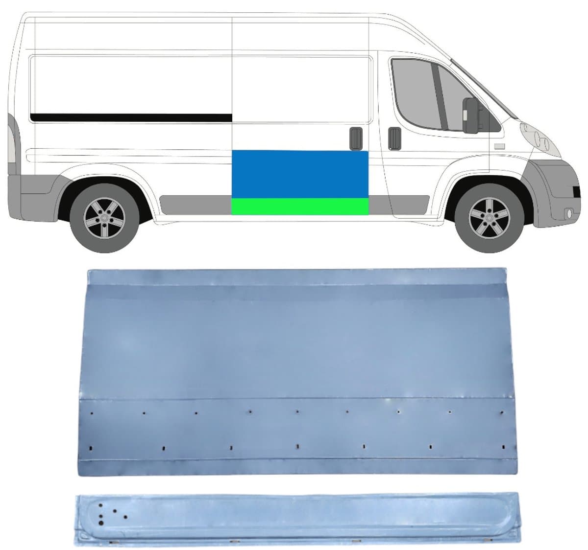 Binnen + buiten reparatiepaneel schuifdeur voor Peugeot Boxer 2006-2025 / Rechts