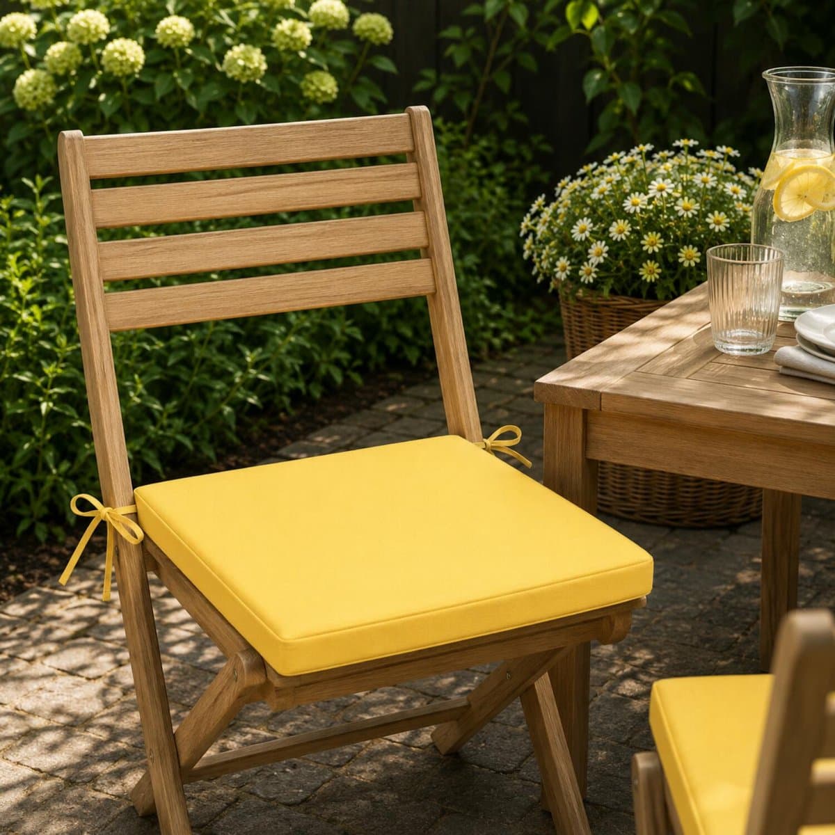 Anna's Collection Stoelkussen - geel - binnen en buiten - Tuinstoelen kussens