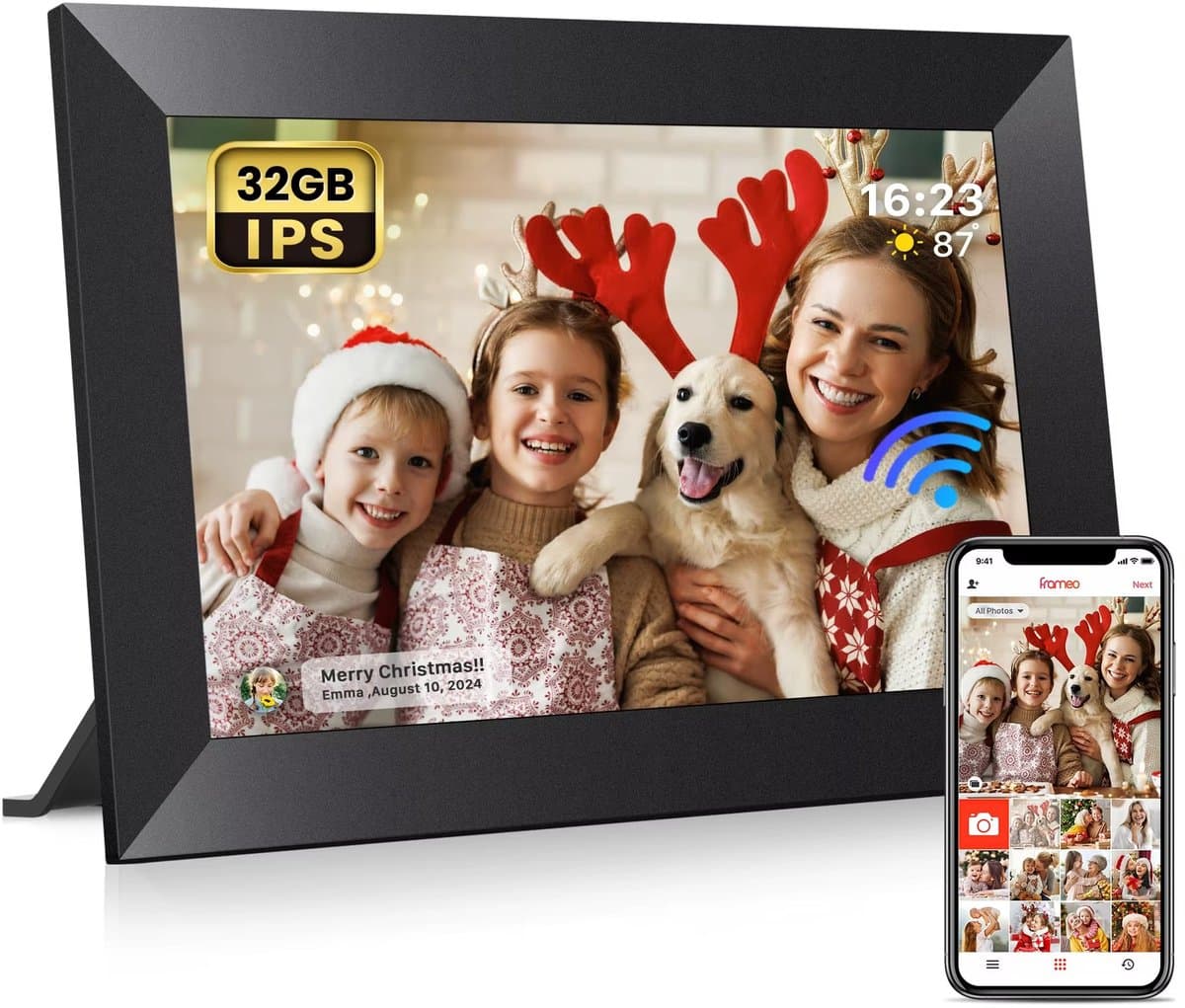 Molain Digitale Fotolijst - Frameo - 10,1inch - Wifi & Bluetooth - 32gb - 1280x800 - Touchscreen - Horizontaal & Verticaal - Video