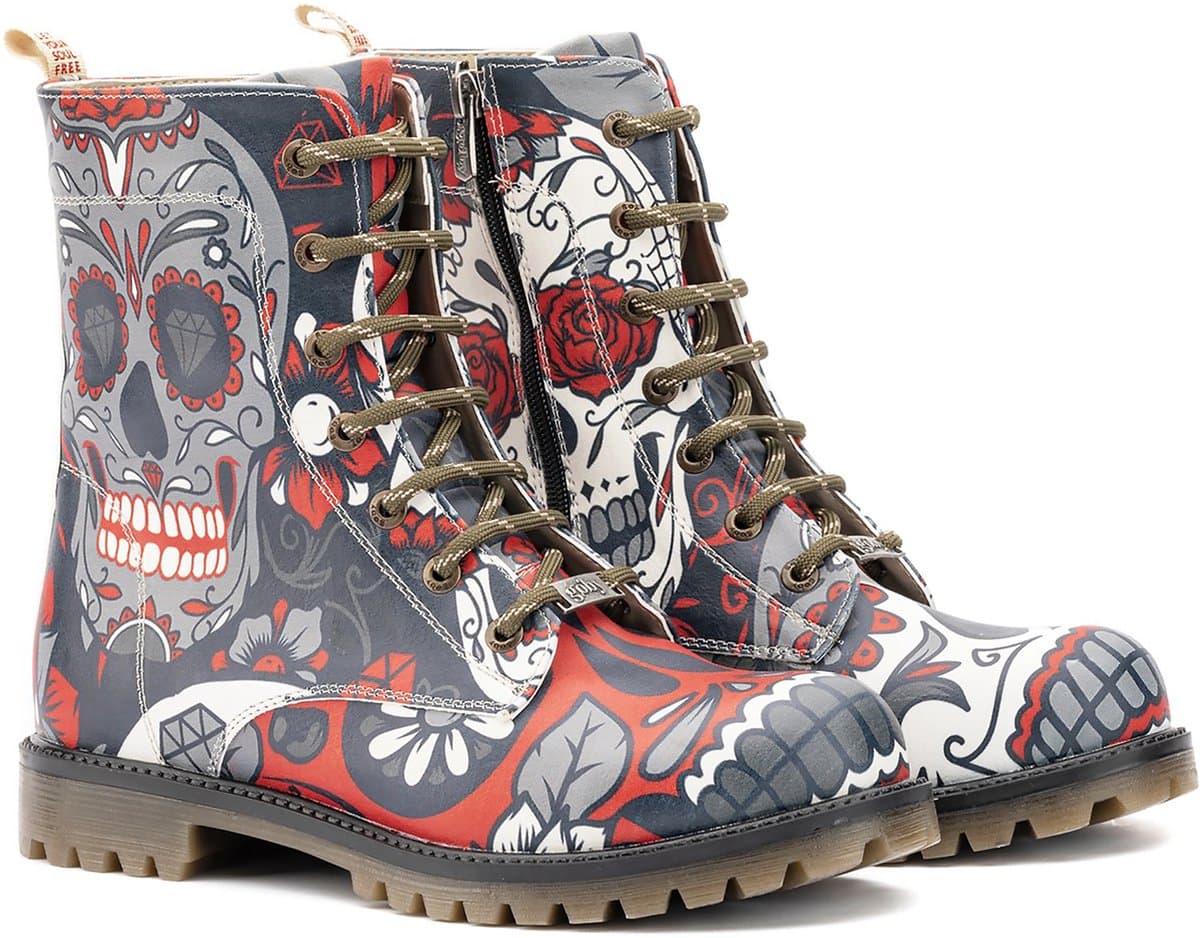 GOBY - Skull - Boots - Laars - Laarzen - Damesboots - Dames laarzen - Longboots - Handmade - Maat 38