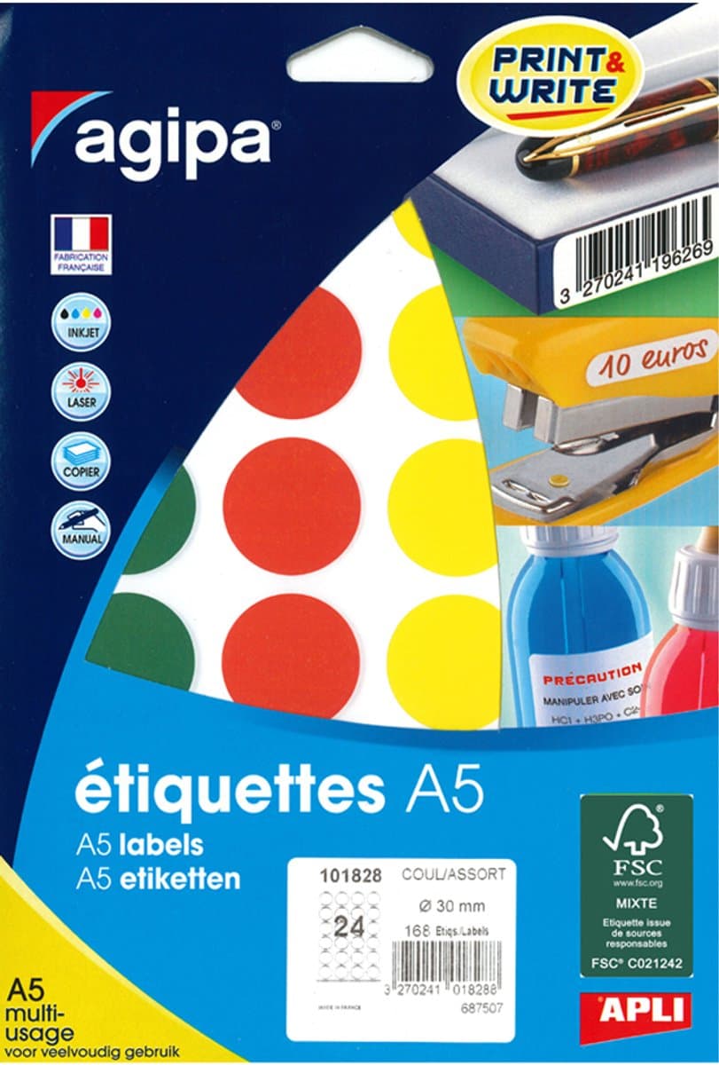 agipa markeringsstickers rond, groen, 15 mm, 960 stuks
