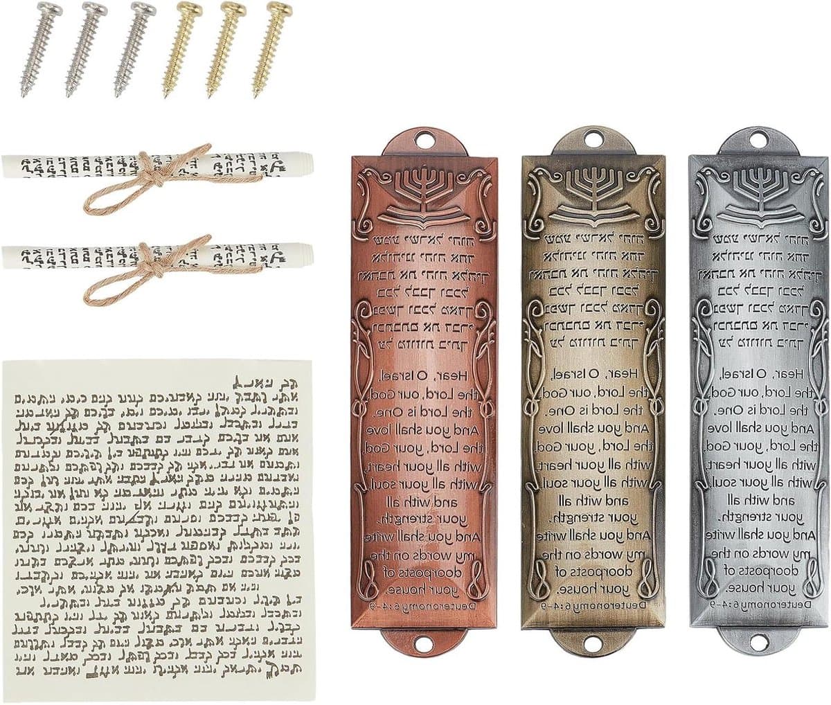 JHubers Goods - Mezuzah metalen plaatjes - Set van 3 - Geschikt voor huisdeur - Decoratief en religieus -