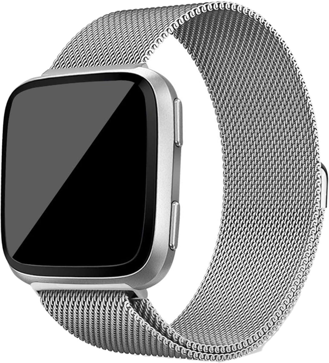 versa milanese band - zilver - Geschikt voor Fitbit - SM - Horlogeband Armband Polsband