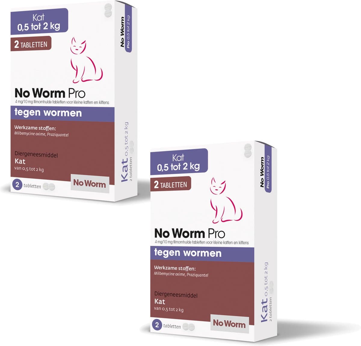 No Worm Pro Kleine Kat & Kitten - Anti wormenmiddel - 2 x 2 tab Vanaf 0.5 Kg - Vanaf 6 Weken