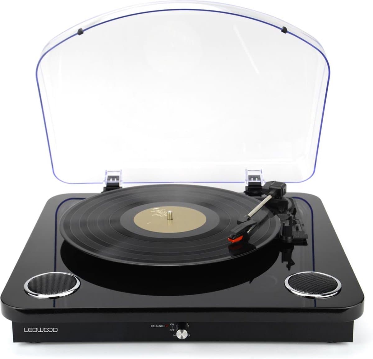 LEDWOOD LD-ROUND300-BLK - ROUND300 platenspeler, bluetooth, in/out, speakers, zwart