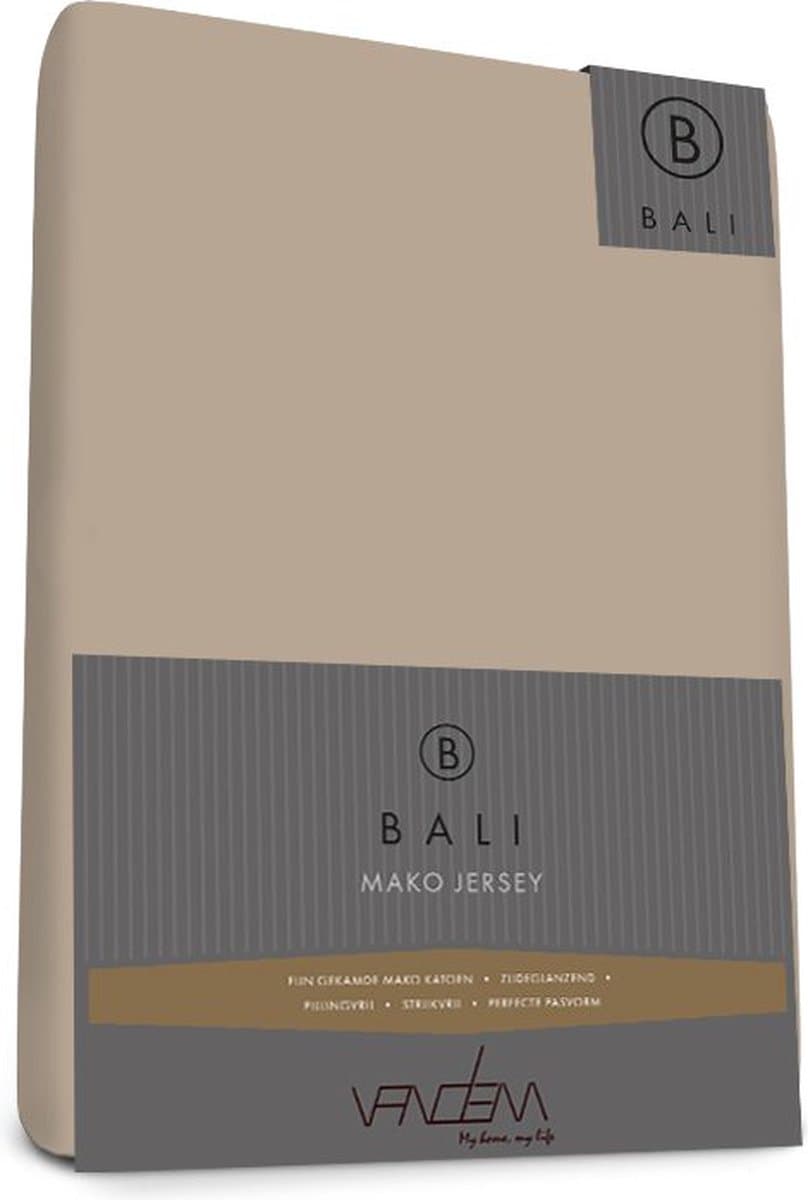 Bali - Van Dem - Mako Jersey - Splittopper Hoeslaken - 160 x 210 cm - taupe