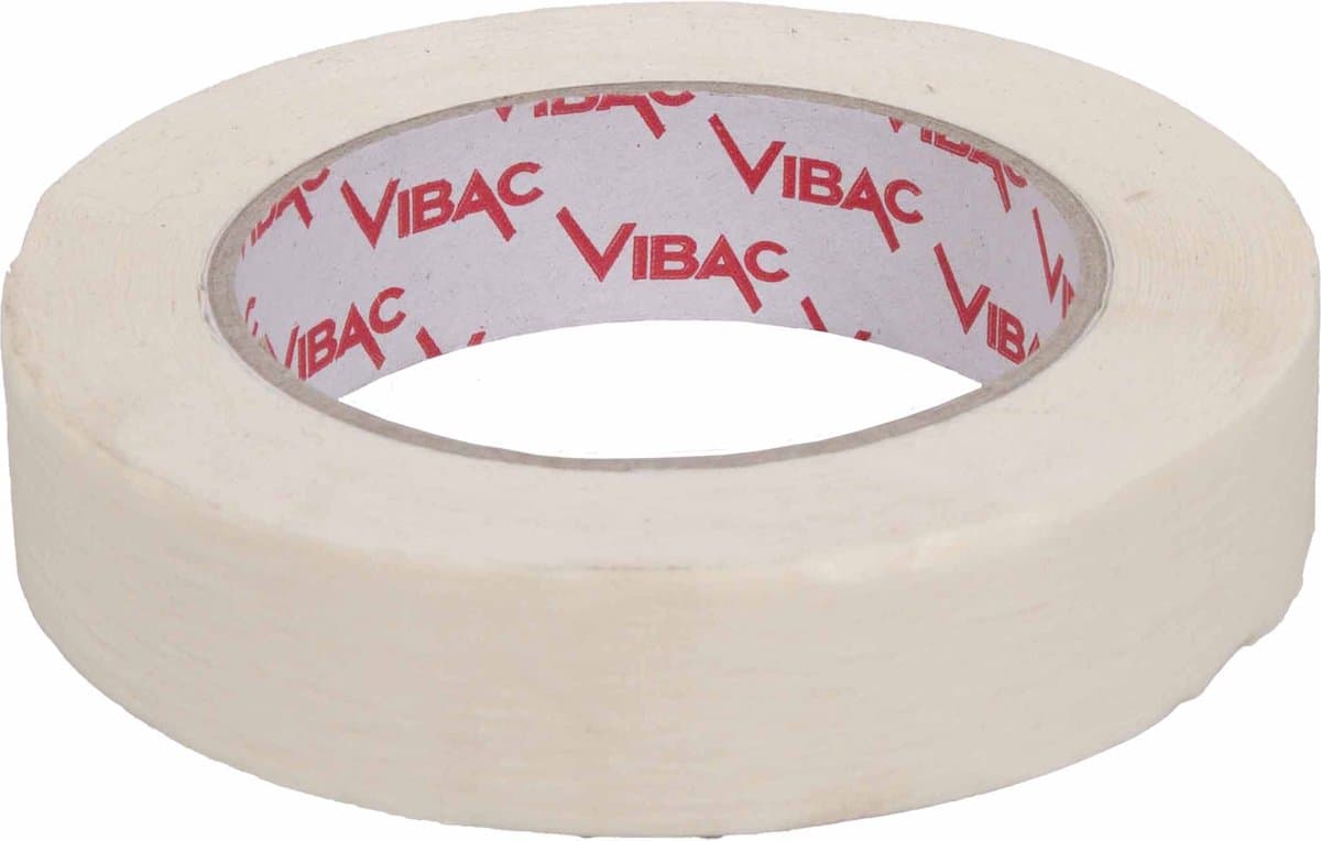 Vibac - Masking Tape/Schilders Tape 25mm breed x 50mtr lang - Beige - 36 Rollen per Doos - Solvent belijming - Afplaktape - Maskeertape - (021.0231)