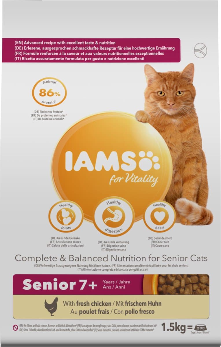 4x Iams Kat Senior Kip 1,5 kg