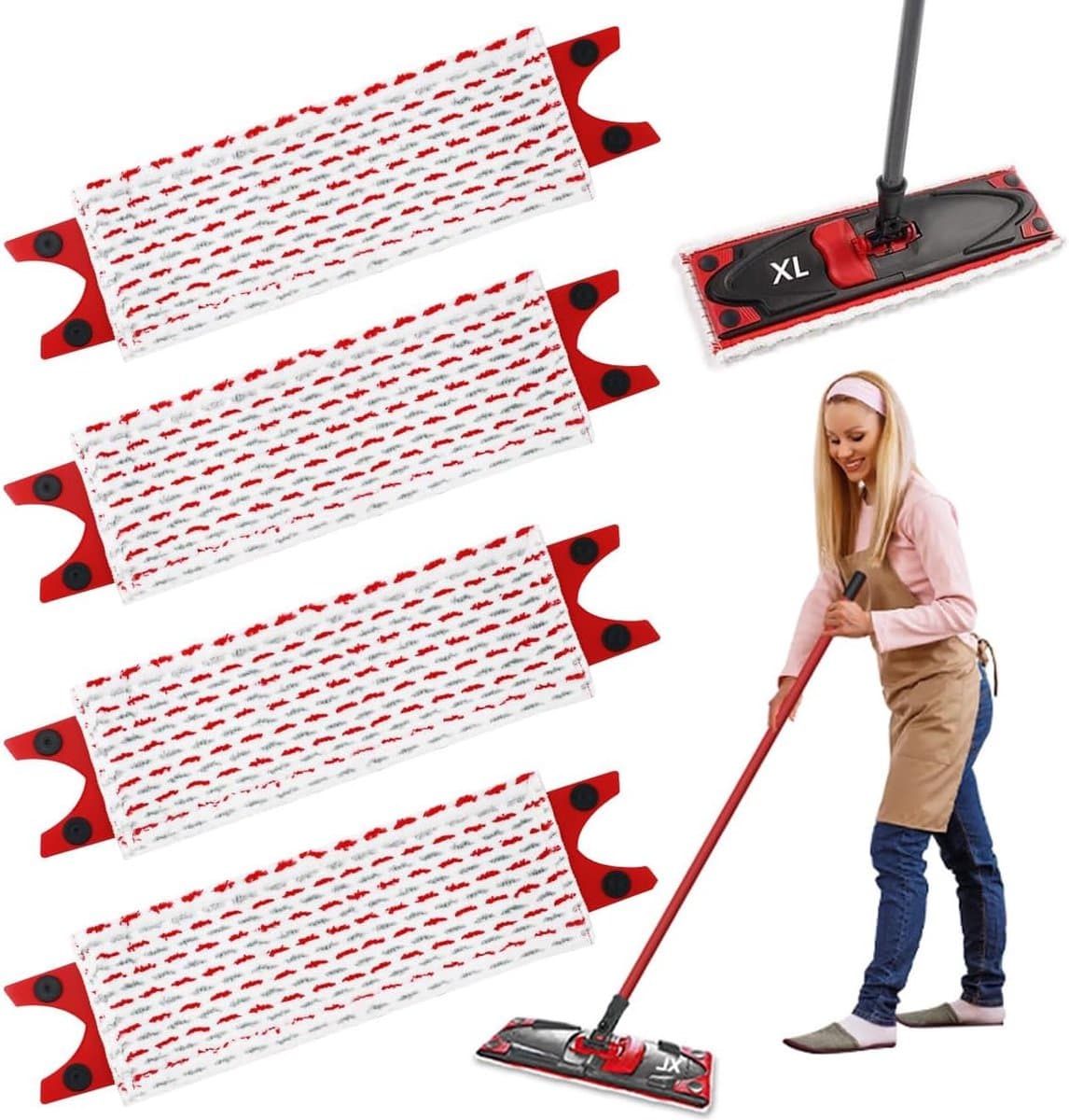 Ultramax XL vervangende overtrekken voor Vileda Ultramax XL set, 51 x 14 cm voor Vileda Ultramat XL dweilmop reservehoes, 2-in-1 microvezel extra brede dweilmop wisserovertrek, voor