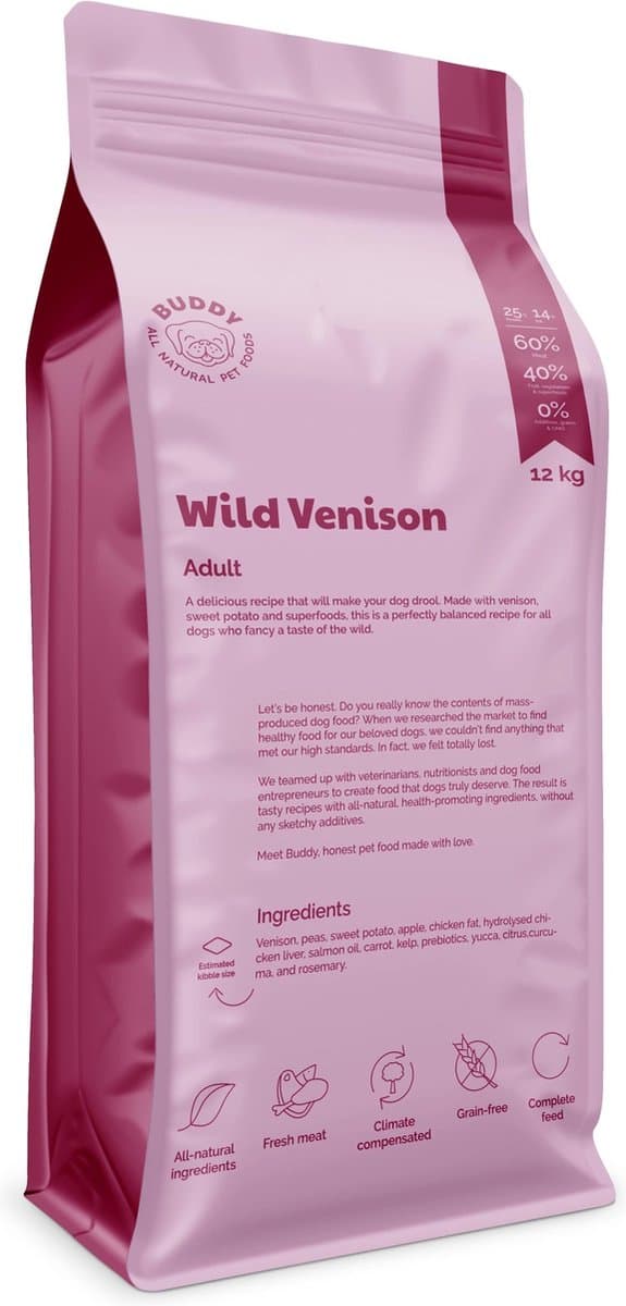 BUDDY ALL NATURAL PET FOODS Wild Hertenvlees 12 kg