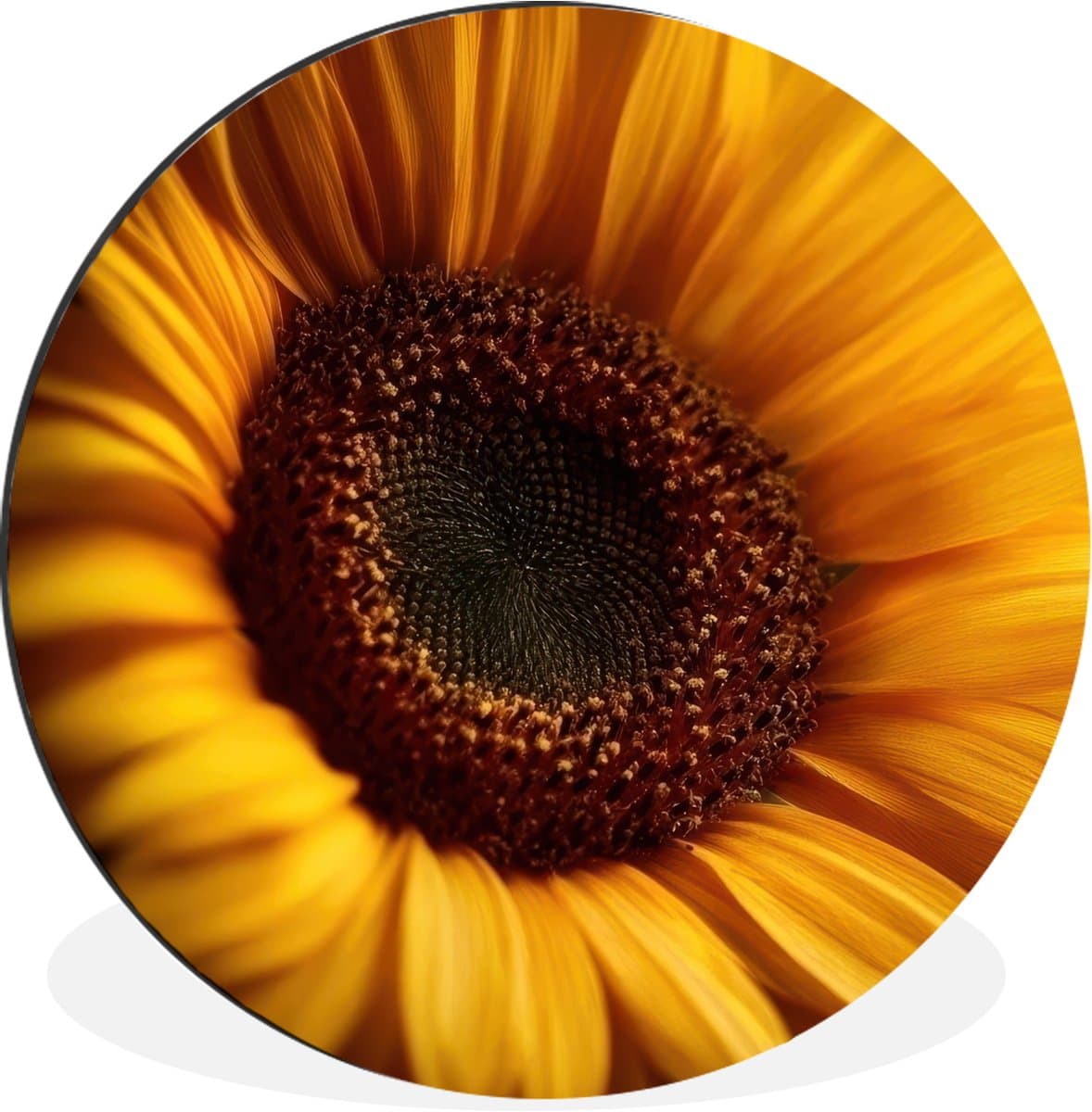 WallCircle - Wandcirkel - Muurcirkel - Geel - Zonnebloem - Zomers - Aluminium - Dibond - 30x30 cm - Binnen en Buiten