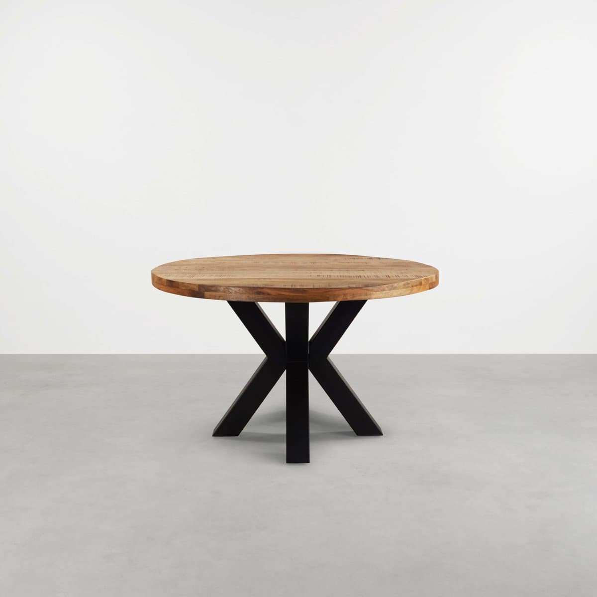 Ronde eettafel 120 cm mangohout glad rond 76cm 6cm dik blad