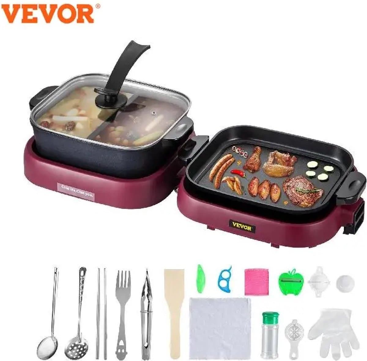 JK24 - Hotpot & BBQ Grill - 2 in 1 - Elektrische Hotpot - Elektrische BBQ - Indoor Elektrische Grill - 70x29x25,5 cm