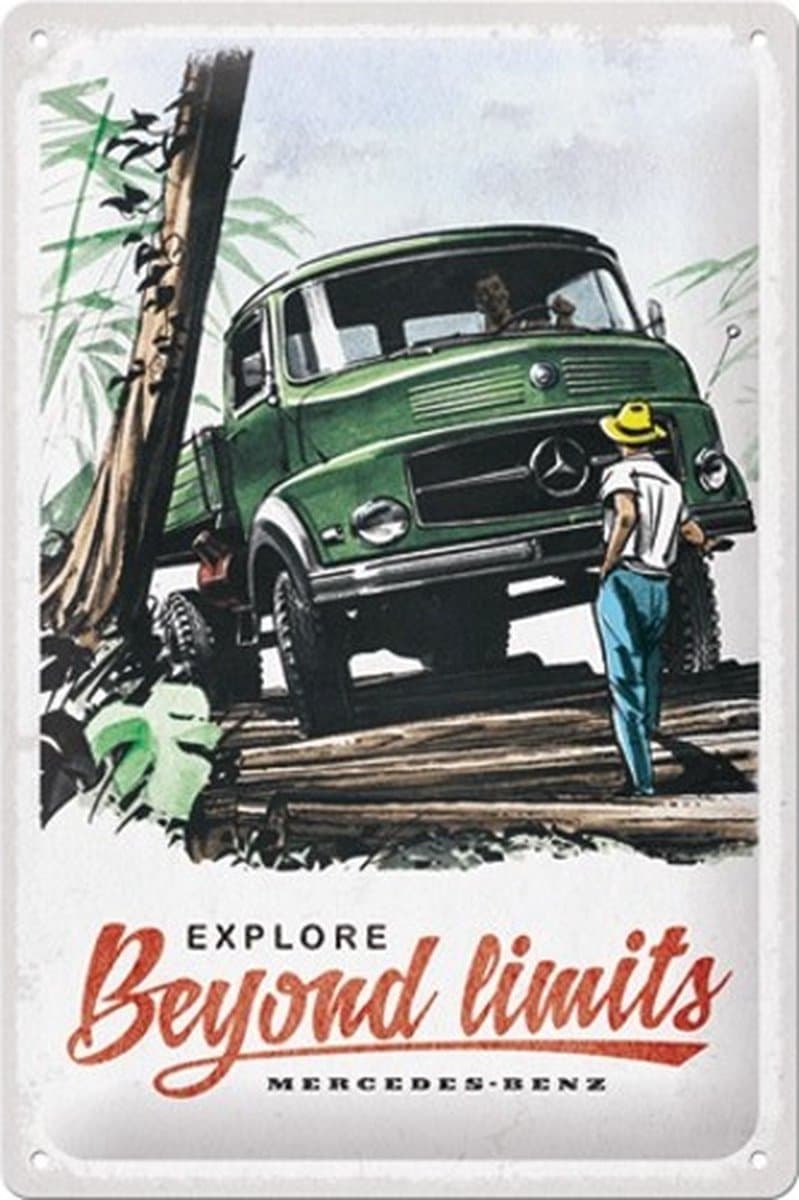 Metalen Wandbord 20x30 cm Mercedes Benz Truck - Beyond limits