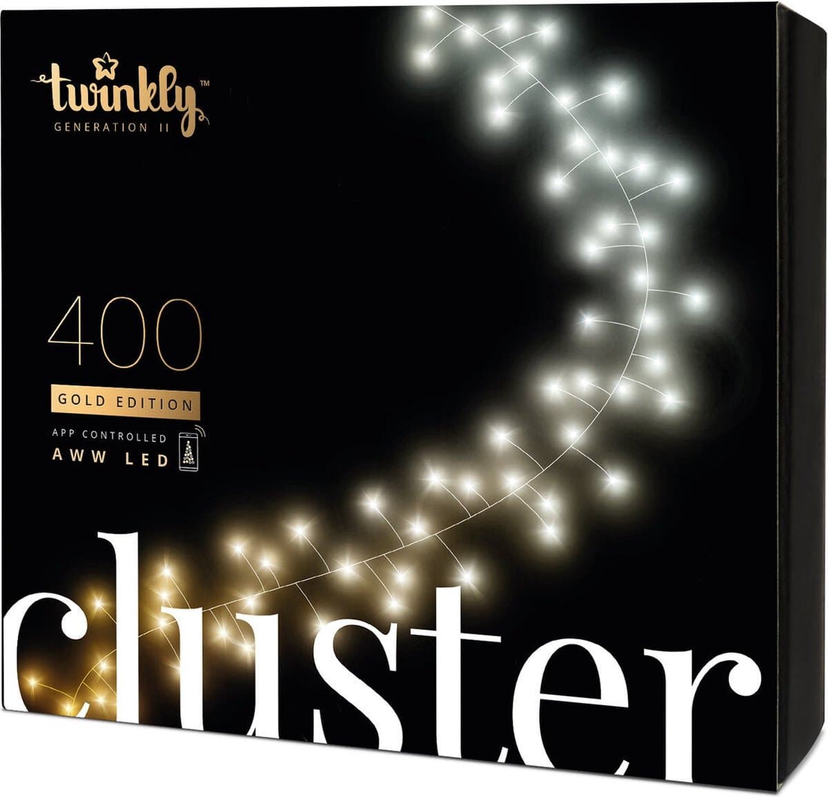 Twinkly clusterverlichting met app met 400 LED lampjes warm wit / koud wit 6 m