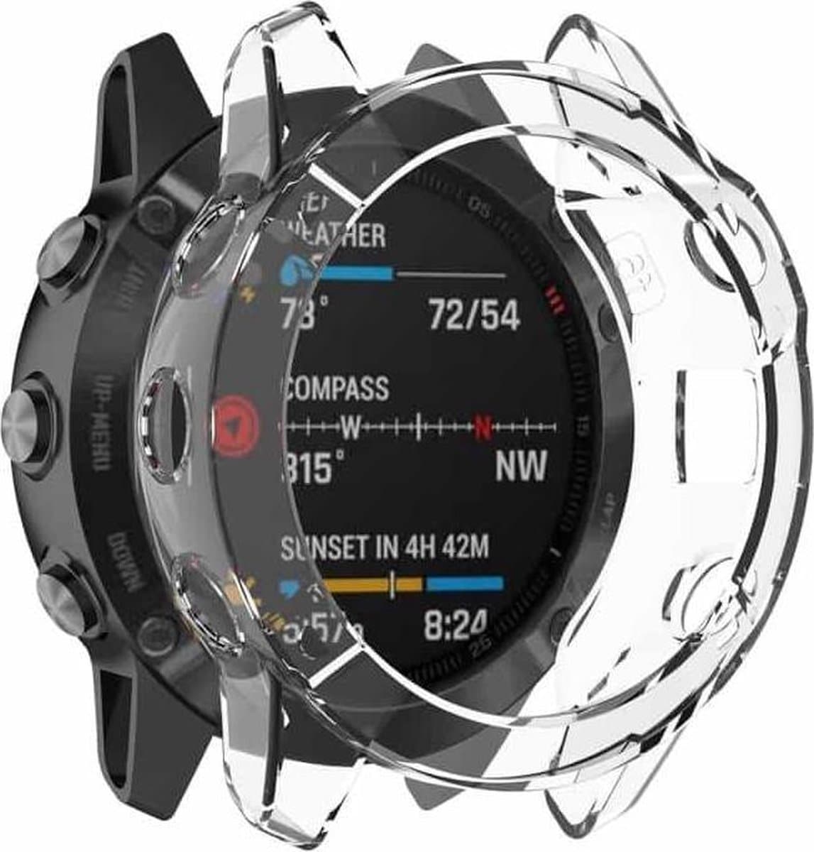 Geschikt voor Garmin Fenix 6X / 6X Pro Transparant TPU Silicagel Horlogekast (Transparant wit)
