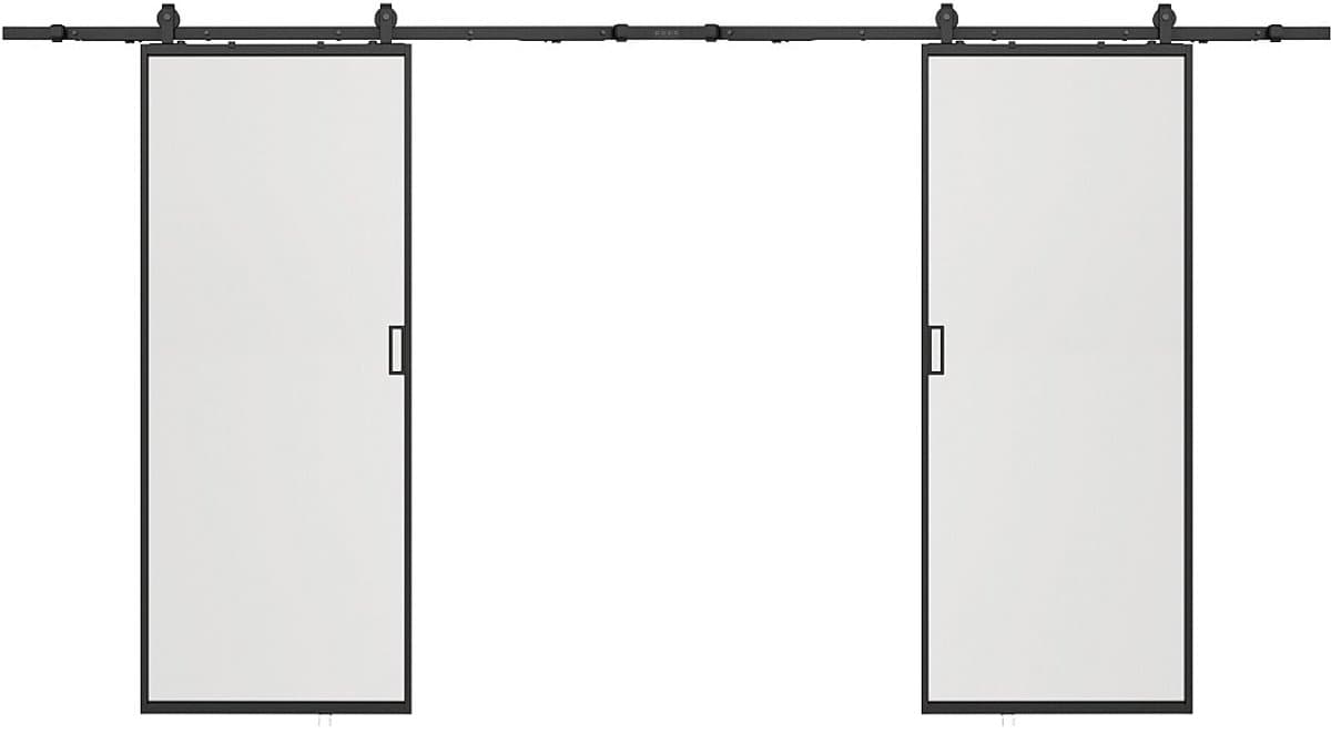 Vente-unique Dubbele schuifdeur met opbouwsysteem - Aluminium en gehard matglas - 2 x H205 x L63 cm - LINCI II