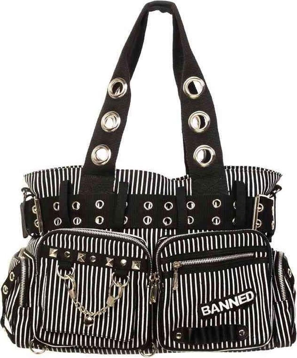 Banned - Banned Sweet Revenge Handtas met handboeien - zwart/wit - (bxhxd) ca. 36cm x 27cm x 15cm