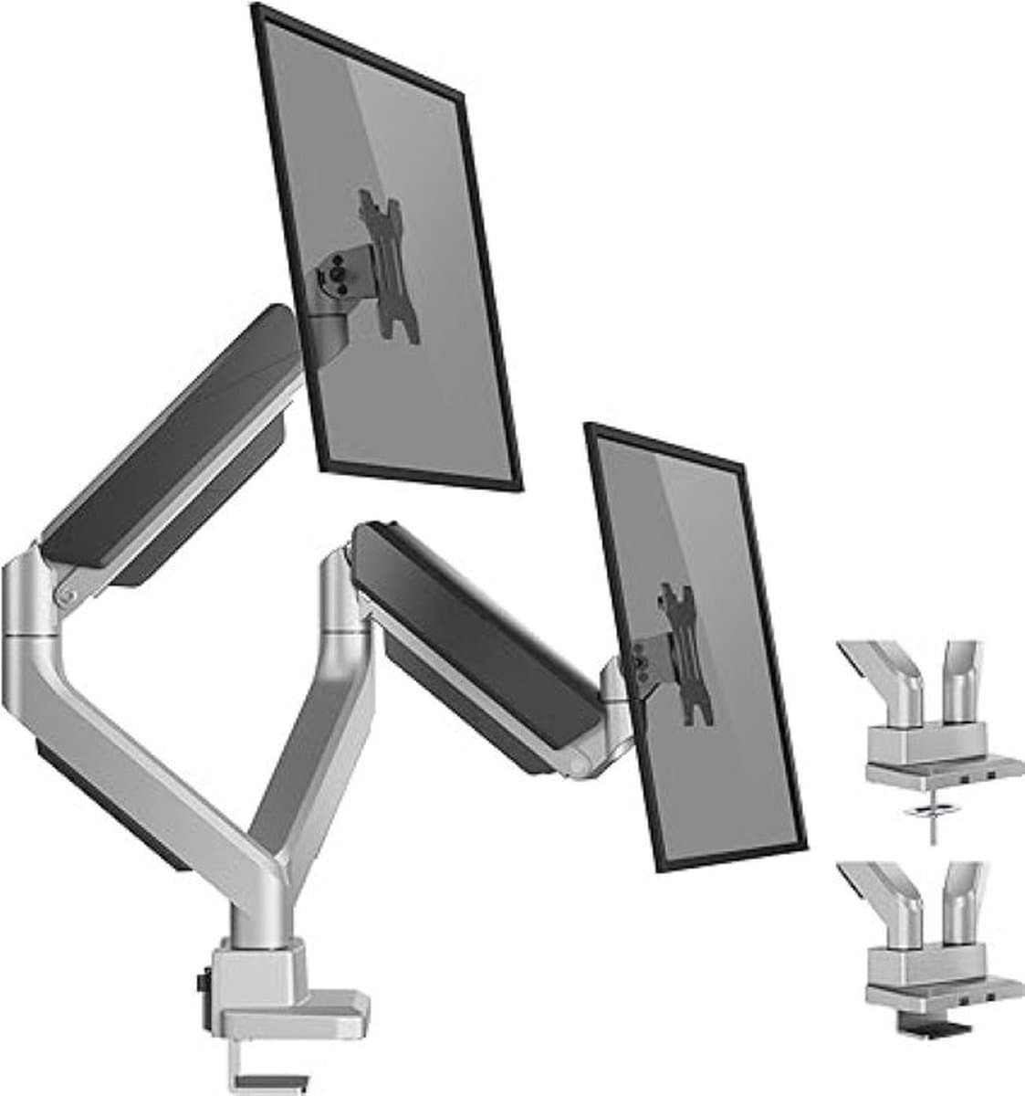 monitor arm 2 schermen-17 tot 35 inch ultrabrede pc-arm voor pc-monitor met gasveer-volledig bewegende pc-monitor arm met een gewicht tot 15 kg