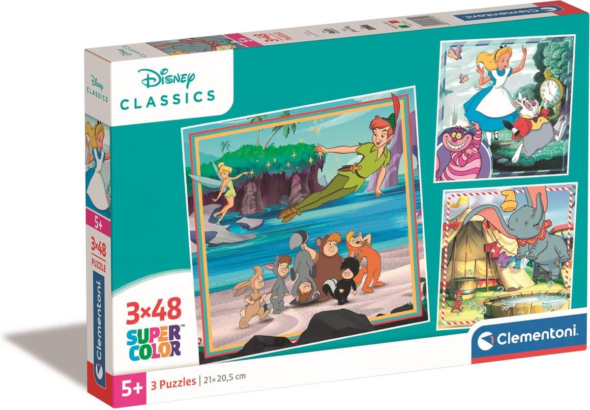 Clementoni - Puzzel - 3x48 Stukjes - Disney Classics - Puzzel Voor Kinderen