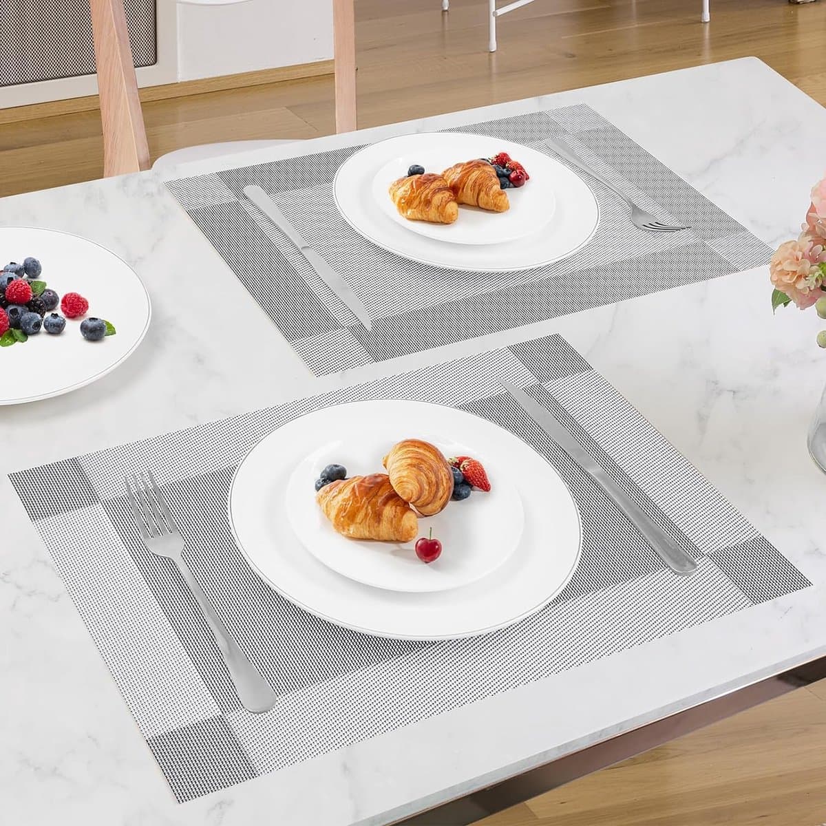 Set van 8 Geweven Vinyl Grijze Placemats 45 * 30cm